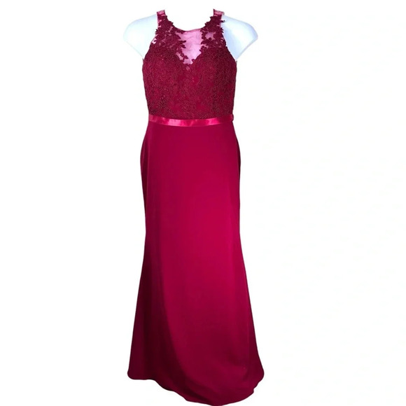 NWT Ashley and Justin Burgundy Bridesmaids Dress Size 10 Surprize Back - Picture 2 of 15